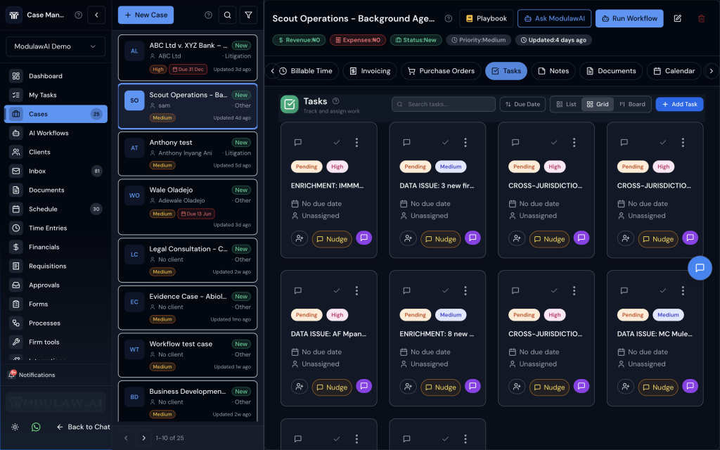 The Tasks tab